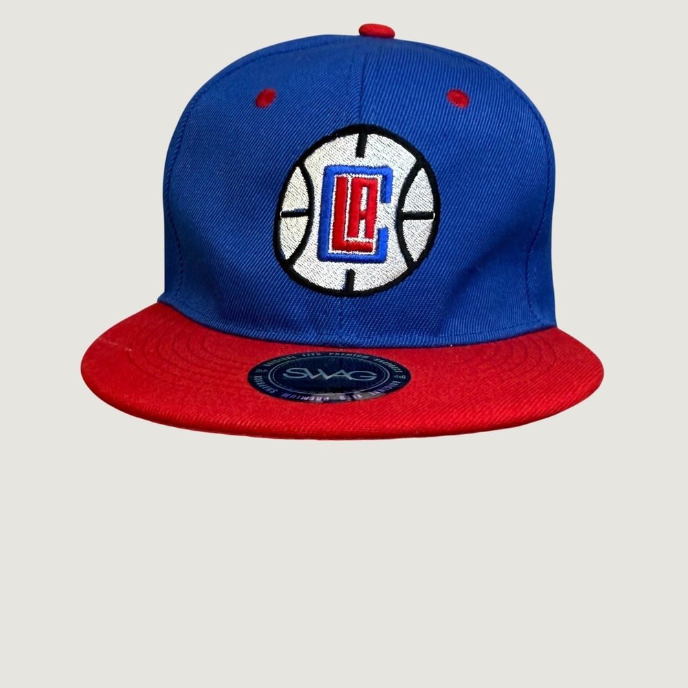 SWAG LA Clippers Snapback Hat Blue Red NBA Basketball Flat Brim Cap Mens